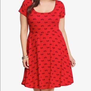🌟 SALE! Torrid Red Dress w Bicycle Print